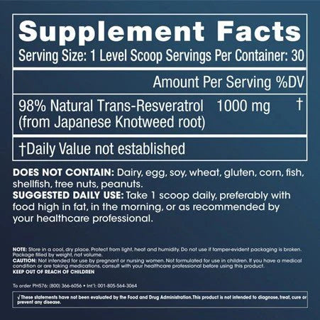 Micronized Trans-Resveratrol 30g Powder