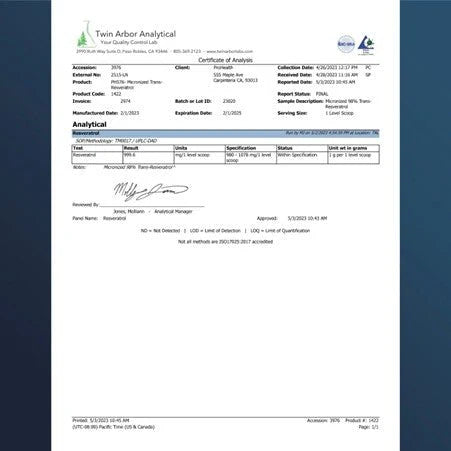 Micronized Trans-Resveratrol 30g Powder